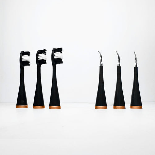 3 Toothbrush Heads + 3 Scaler Heads